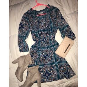 Bohemian long sleeve mini dress